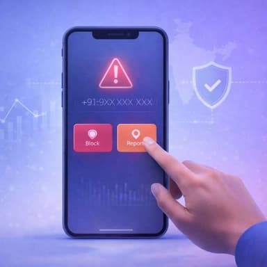 Step 4: Block and Report Scam Number - RakshaAi India Step 4 - Block and report a scam phone number on RakshaAi to protect other Indians from the same fraud caller